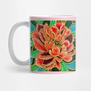 Pretty Pink Peony Stained Glass Painting Mug